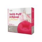 Sofá Poltrona Puff Inflável Deluxe Aveludado VG Plus Rosa