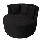 Sofá Puff Chaise Redondo Barcelona Suede Preto Dimazza Móveis