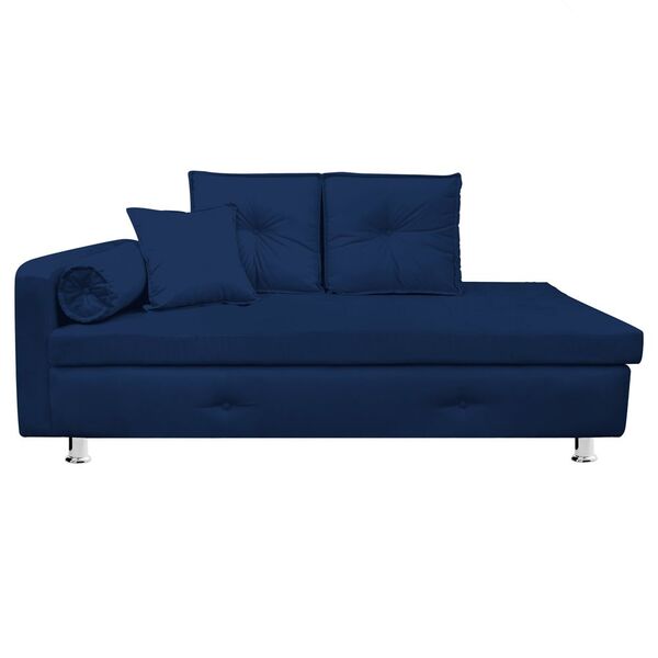 Sofá Recamier Cancun Suede Azul Marinho Pés Alumínio - D'rossi
