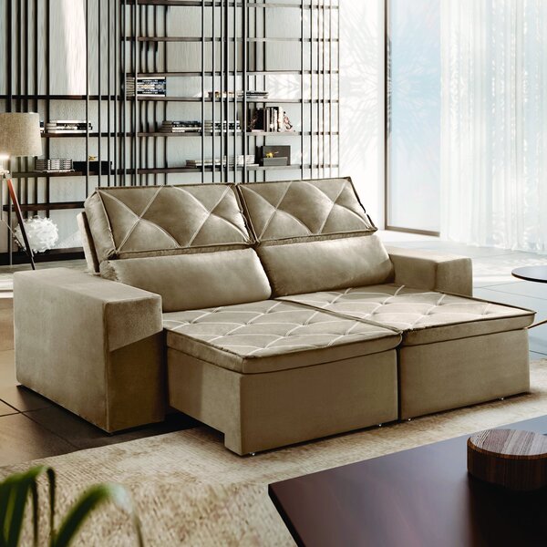 Sofá Recife 3 Lugares Retrátil E Reclinável Com Molas 180cm Y