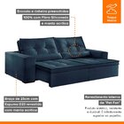 Sofá Reclinável 3 Lugares 210cm Enzo  Veludo Azul Marinho