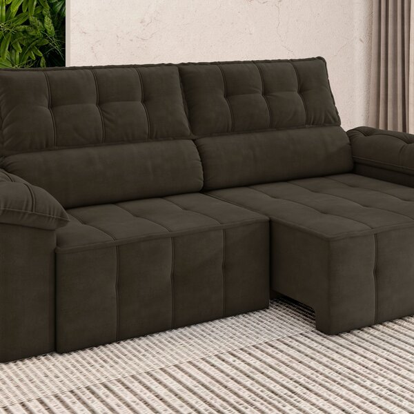 Sofá Reclinável 3 Lugares 220cm Santorini Marrom