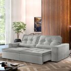 Sofá Reclinável 4 Lugares 230cm Enzo  Veludo Cinza