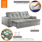 Sofá Reclinável 4 Lugares 230cm Enzo  Veludo Cinza