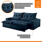 Sofá Reclinável 4 Lugares 250cm Ouro Branco  Veludo Azul Mari