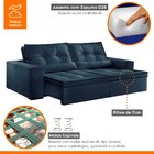 Sofá Reclinável 4 Lugares 290cm Enzo  Veludo Azul Marinho