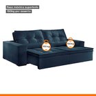 Sofá Reclinável 4 Lugares 290cm Enzo  Veludo Azul Marinho