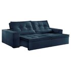 Sofá Reclinável 4 Lugares 290cm Enzo  Veludo Azul Marinho