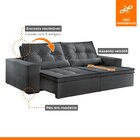 Sofá Reclinável 4 Lugares 290cm Enzo  Veludo Grafite