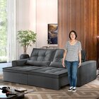 Sofá Reclinável 4 Lugares 290cm Enzo  Veludo Grafite