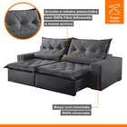 Sofá Reclinável 4 Lugares 290cm Ouro Branco  Veludo Grafite