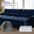 Sofá Reclinável 5 Lugares 320cm Dallas  Veludo Azul Marinho