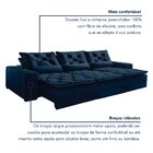 Sofá Reclinável 5 Lugares 320cm Dallas  Veludo Azul Marinho