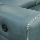 Sofá Reclinável De Couro Lisboa 3 Lugares Couro Turquese - Me