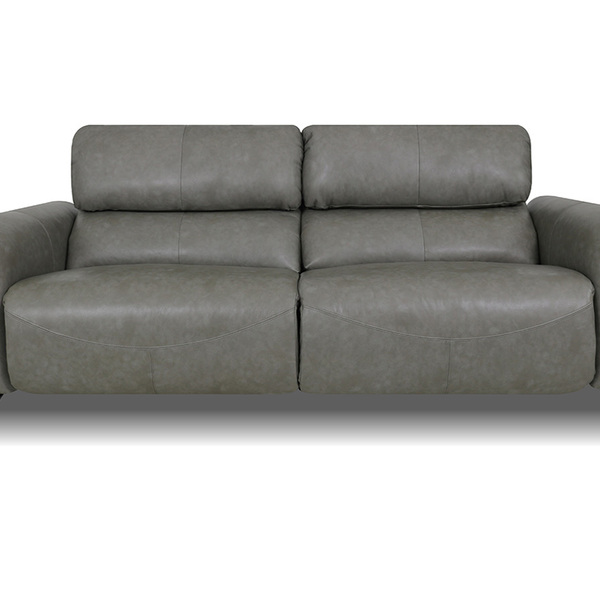 Sofá Reclinável Elétrico De Couro Belarus Cement Grey - Mempra