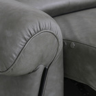 Sofá Reclinável Elétrico De Couro Belarus Cement Grey - Mempra