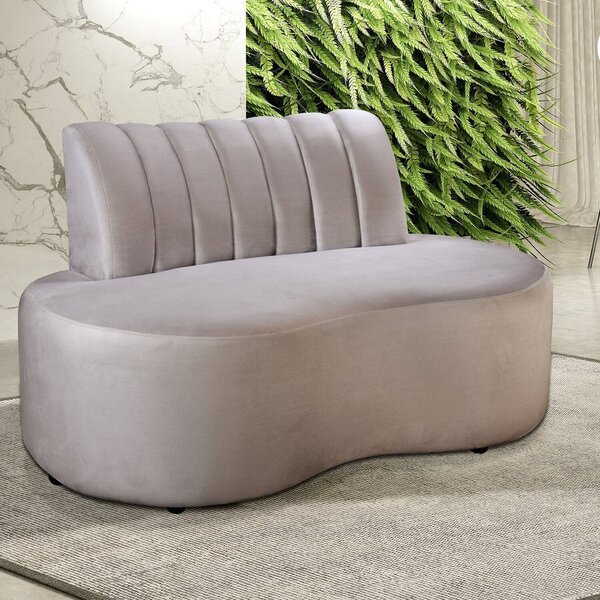 Sofá Redondo Curvo Orgânico Namoradeira Doha Cinza Capuccino