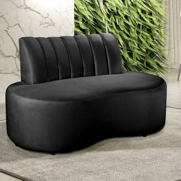 Sofá Redondo Curvo Orgânico Namoradeira Doha Preto
