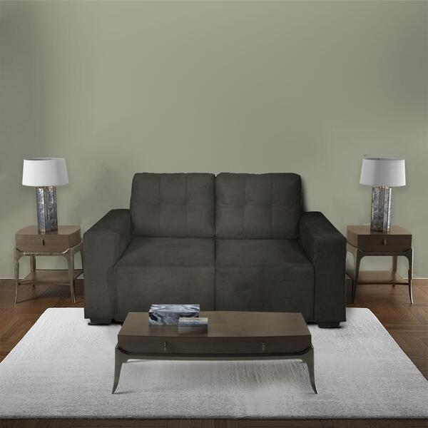 Sofá Retrátil 1,70 3 Lugares Bianca Cinza Ab Estofados