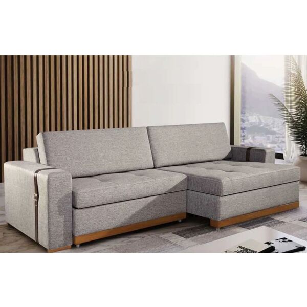 Sofá Retrátil 2,20m Donaire Estofados Cestaplus Cinza