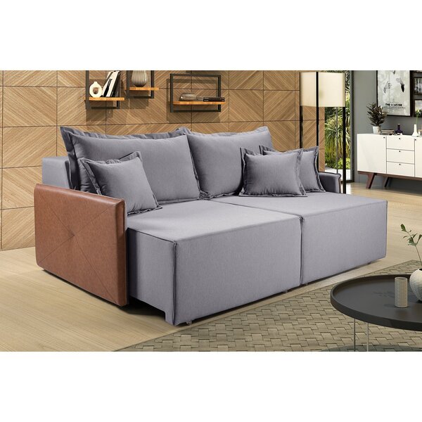 Sofá Retrátil 200cm 2 Lugares Linho Bali Grafite