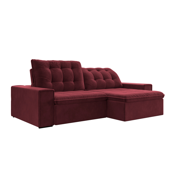 Sofá Retrátil 214 Cm Sala De Estar Gabi Suede Bordô G52 - Gra