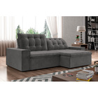 Sofá Retrátil 214 Cm Sala De Estar Gabi Suede Grafite G52 - G