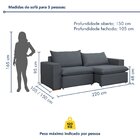 Sofá Retrátil 220cm Barcelona  Veludo/cinza