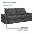 Sofá Retrátil 220cm Pilow 25cm Mônaco Cinza