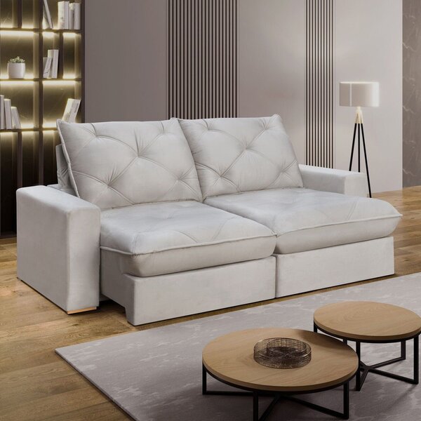 Sofá Retrátil 220cm Pilow 25cm Mônaco Yescasa Gelo