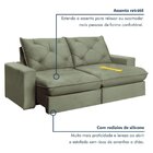 Sofá Retrátil 220cm Pilow 25cm Mônaco Yescasa Verde