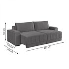 Sofá Retrátil 230 Cm Línea  Cinza