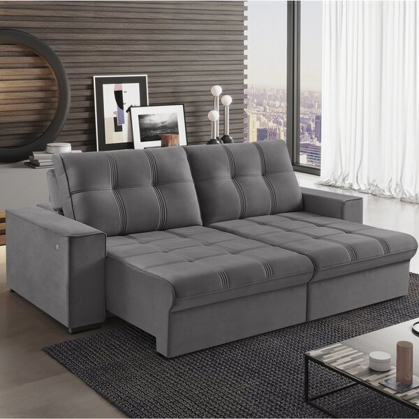 Sofá Retrátil 230m Palace Com Usb  Cinza