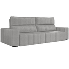 Sofá Retrátil 234 Cm Sala De Estar Leonel Suede Cinza G52 - G