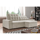 Sofá Retrátil 254 Cm Sala De Estar Gabi Suede Bege G52 - Gran