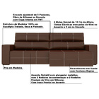 Sofá Retrátil 264cm Nero Couro Marrom - Gran Belo