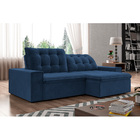 Sofá Retrátil 274 Cm Sala De Estar Gabi Suede Azul Marinho G5