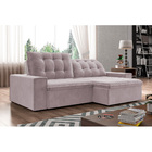 Sofá Retrátil 274 Cm Sala De Estar Gabi Suede Rosê G52 - Gran