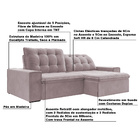 Sofá Retrátil 274 Cm Sala De Estar Gabi Suede Rosê G52 - Gran