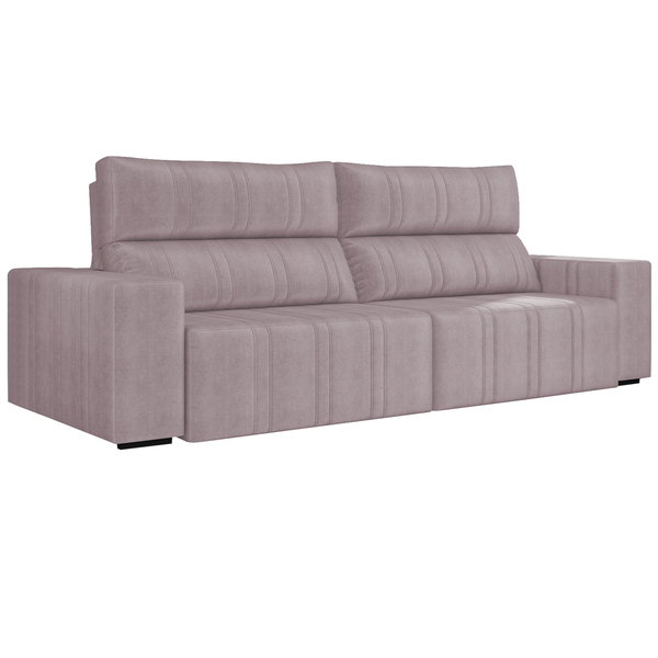 Sofá Retrátil 274 Cm Sala De Estar Leonel Suede Rosê G52 - Gr