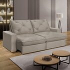 Sofá Retrátil 280cm Pilow 25cm Mônaco Bege Claro