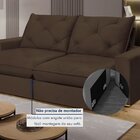 Sofá Retrátil 280cm Pilow 25cm Mônaco Marrom