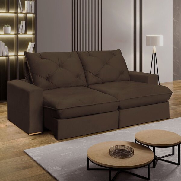 Sofá Retrátil 280cm Pilow 25cm Mônaco Marrom