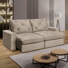 Sofá Retrátil 280cm Pilow 25cm Mônaco Yescasa Bege