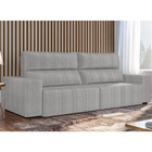 Sofá Retrátil 294 Cm Sala De Estar Leonel Suede Cinza G52 - G