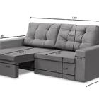 Sofá Retrátil 2 Lugares 1,80m Leticia Suede Cinza Rover & Bea