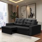 Sofá Retrátil 2 Lugares 1,80m Leticia Suede Preto Rover & Bea