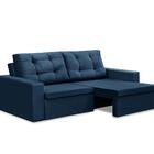 Sofá Retrátil 2 Lugares 1,80m Lia Suede Azul  Madelina Decor