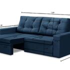 Sofá Retrátil 2 Lugares 1,80m Lisboa Suede Azul Mirra Decor