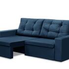 Sofá Retrátil 2 Lugares 1,80m Lisboa Suede Azul Mirra Decor